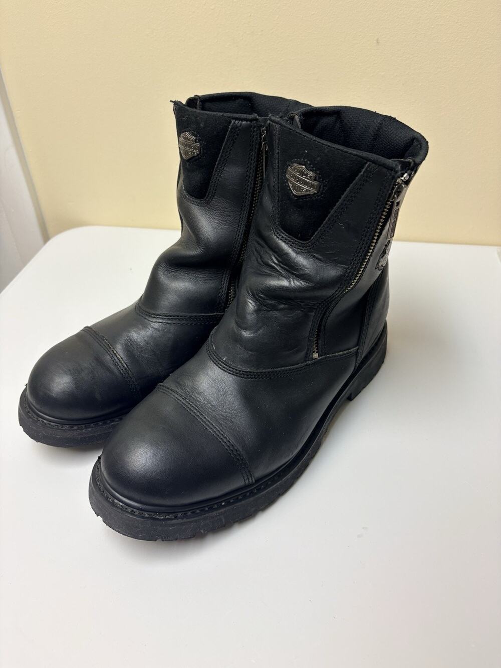 Harley Davidson Men’s Interstate 6" Black Leather Boots Twin Zip 91840 Size 13